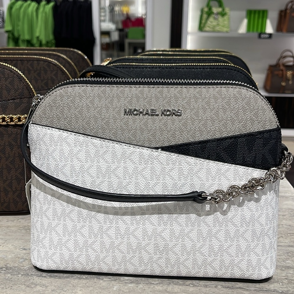 Michael Kors Jet Set Travel Color-Block Signature Logo Crossbody Bag
Optic White